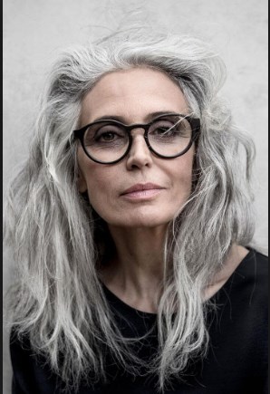 Long Hairstyles For Gray Hair And Glasses