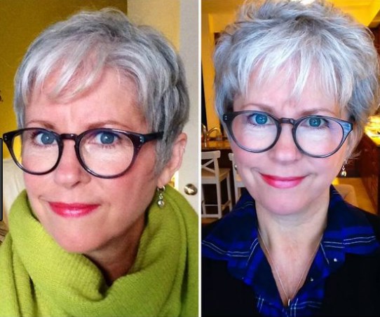 Gray Hair Pixie Short Hairstyles For Over 60 With Glasses : 21 Best ...