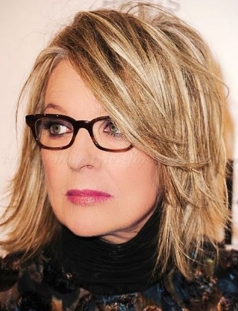 Shoulder Length Hairstyle For Over 50 With Glasses