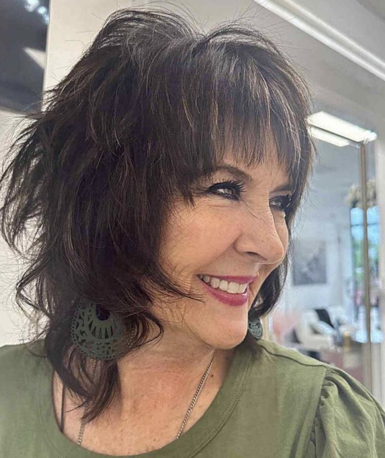 20 Easy Shoulder Length Hair with Bangs over 50